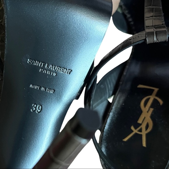 NEW Saint Laurent 105 Tribute Croc Embossed 39 Ultra Grey - Picture 8 of 13